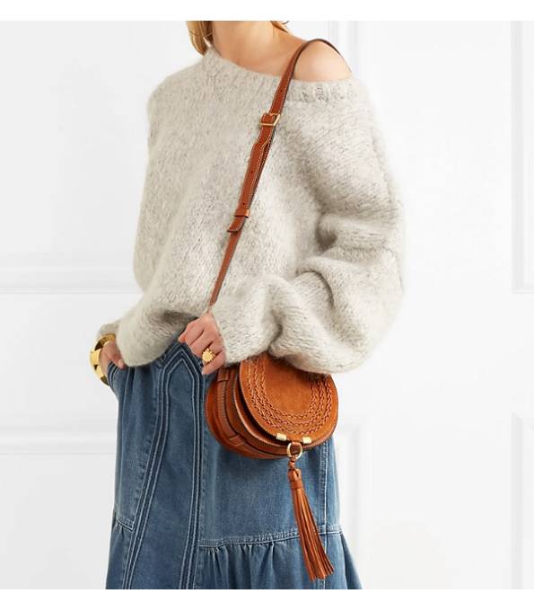 Chloe Marcie Weave Brown Original Suede Calfskin Leather Mini Shoulder Bag