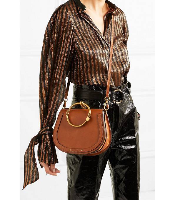 Chloe Nile Bracelet Brown Original Calfskin Leather Shoulder Bag