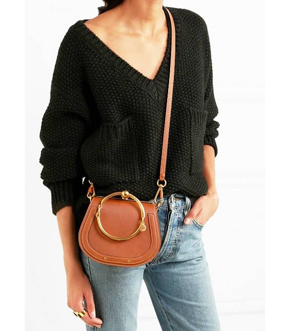 Chloe Nile Bracelet Brown Original Calfskin Leather Small Shoulder Bag