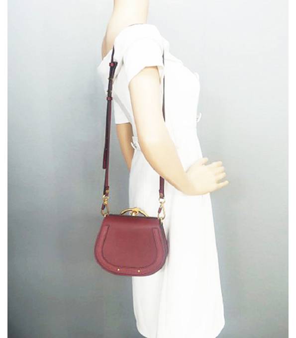 Chloe Nile Bracelet Wine Red Original Calfskin Leather Small Shoulder Bag