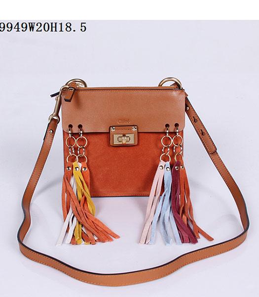 Chloe Orange Leather Colorful Ribbon Shoulder Bag