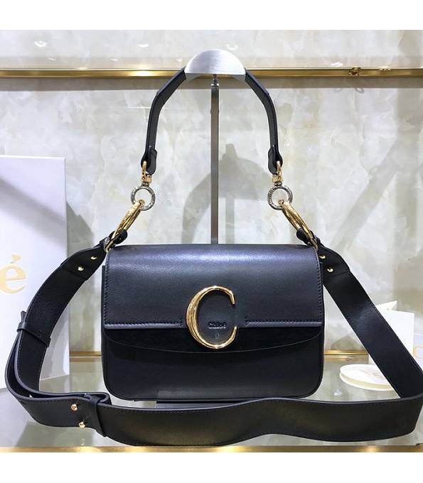 Chloe Original Calfskin Leather 24cm Shoulder Bag Black