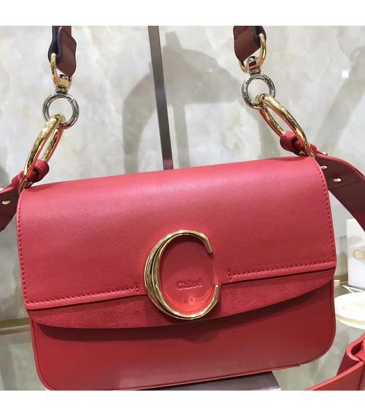 Chloe Original Calfskin Leather 24cm Shoulder Bag Red-8