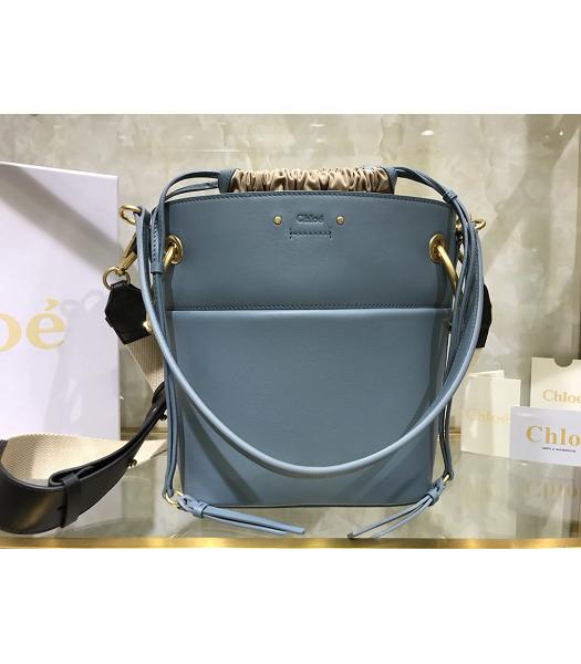Chloe Original Leather 20cm Mini Roy Bucket Bag Blue