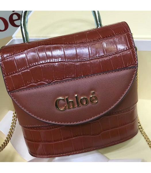 Chloe Original Leather Aby Lock Shoulder Bag Brown-8
