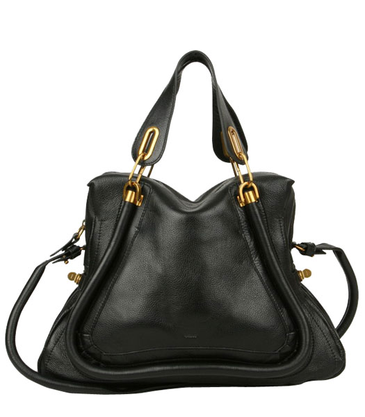 Chloe Paraty GM Handbag Black Calfskin Leather