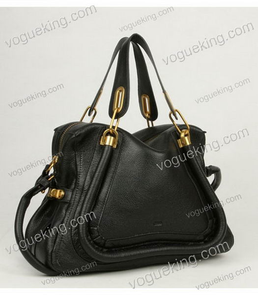 Chloe Paraty PM Handbag Black Calfskin Leather-1