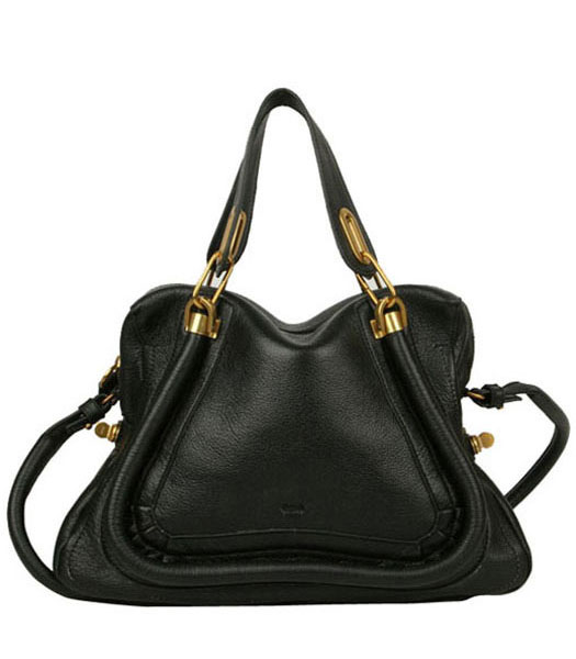 Chloe Paraty PM Handbag Black Calfskin Leather