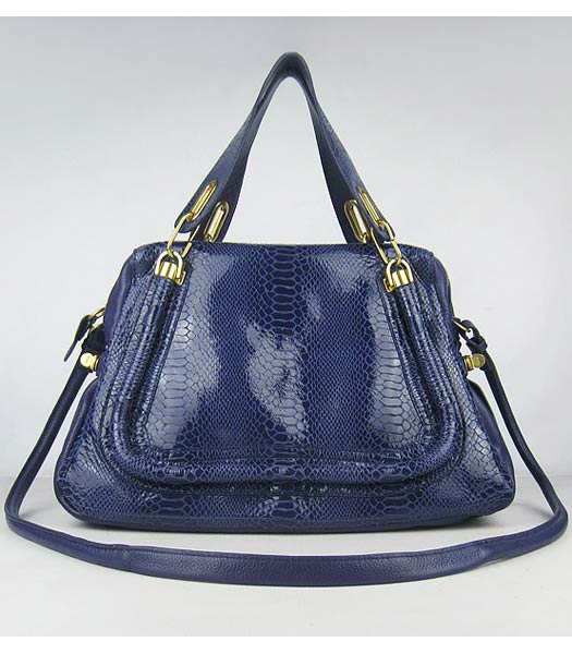 Chloe Paraty Snake Pattern GM Bag Blue