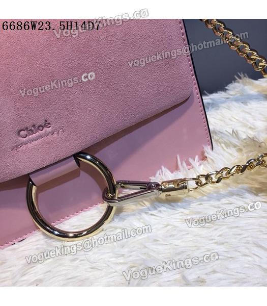 Chloe Pink Suede Leather Shoulder Bag Golden Chain-5