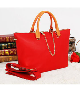 Chloe Red/Light Coffee/Orange Original Leather Tote Bag