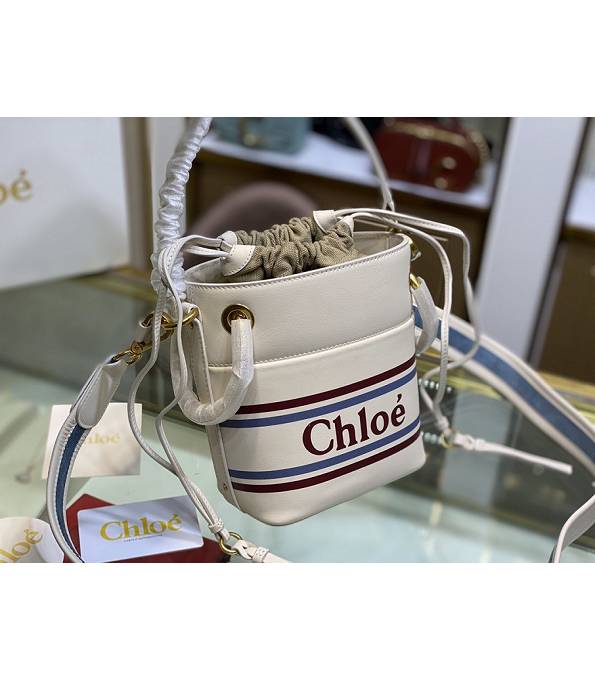 Chloe Roy White Original Smooth Calfskin Leather Mini Bucket Bag-3