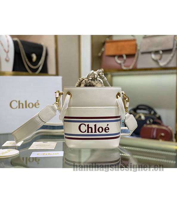 Chloe Roy White Original Smooth Calfskin Leather Mini Bucket Bag-4