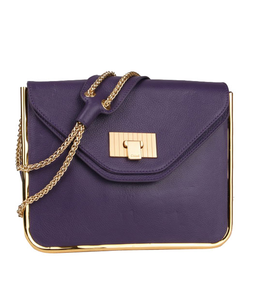 Chloe Sally Purple Calfskin Leather Shoulder Bag