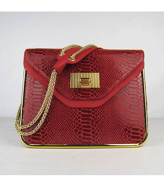 Chloe Sally Snake Pattern Handbag Red