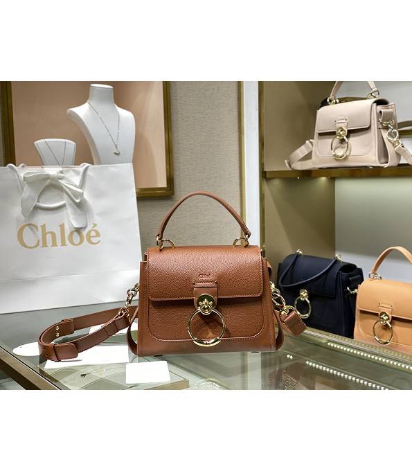 Chloe Tess Day Brown Original Grained Calfskin Leather Mini Shoulder Bag