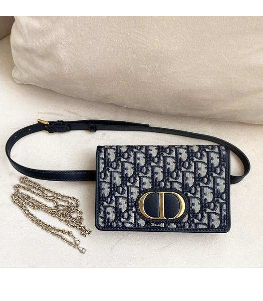 Christian Dior 30 Montaigne Blue Oblique Jacquard 2 In 1 Pouch Shoulder Belt Bag