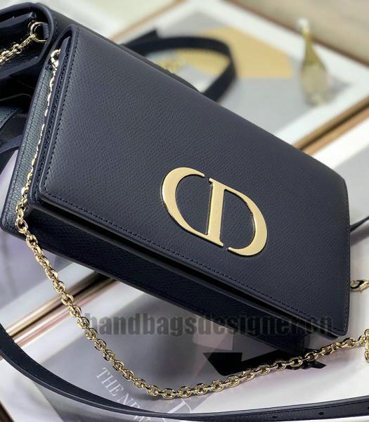Christian Dior 30 Montaigne Dark Blue Original Calfskin Leather 2 In 1 Pouch Shoulder Belt Bag-5
