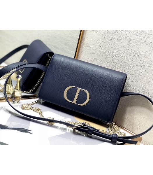 Christian Dior 30 Montaigne Dark Blue Original Calfskin Leather 2 In 1 Pouch Shoulder Belt Bag