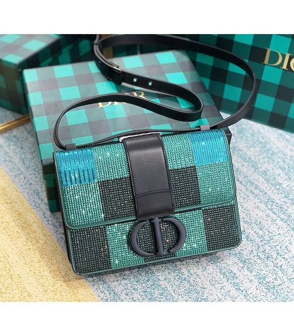 Christian Dior 30 Montaigne Green Original Rhinestones Sequins Leather Flap Bag