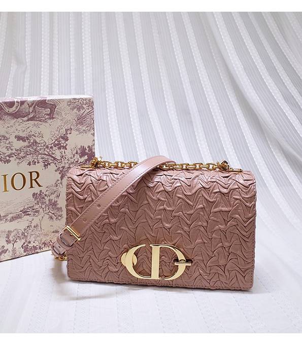 Christian Dior 30 Montaigne Nude Pink Original Crinkled Veins Lambskin Golden Chain Shoulder Bag