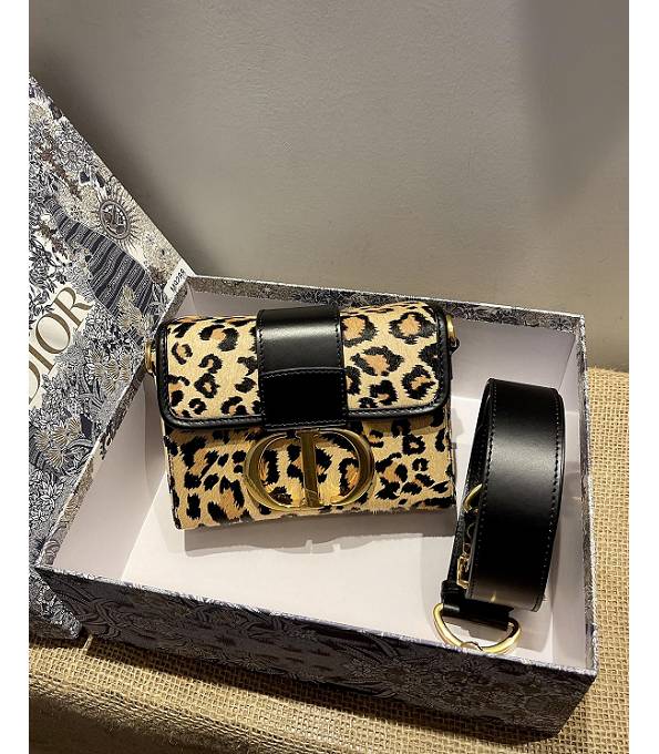 Christian Dior 30 Montaigne Original Leopard Veins Leather 18cm Flap Bag Yellow
