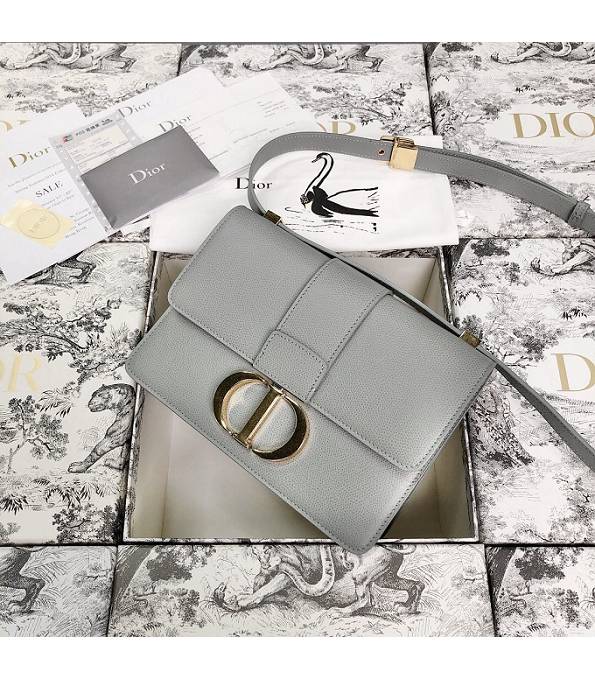 Christian Dior 30 Montaigne Original Palm Veins Calfskin Leather Flap Bag Grey
