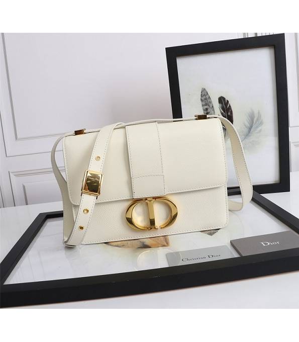 Christian Dior 30 Montaigne Original Palm Veins Calfskin Leather Flap Bag White