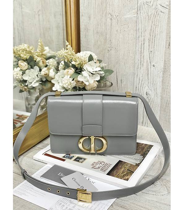 Christian Dior 30 Montaigne Original Plain Veins Calfskin Leather Flap Bag Grey
