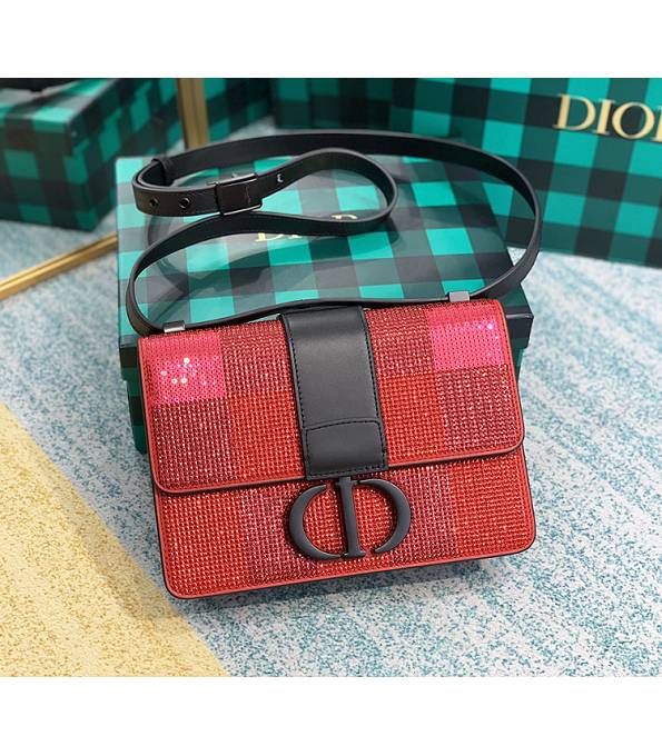 Christian Dior 30 Montaigne Red Original Rhinestones Sequins Leather Flap Bag