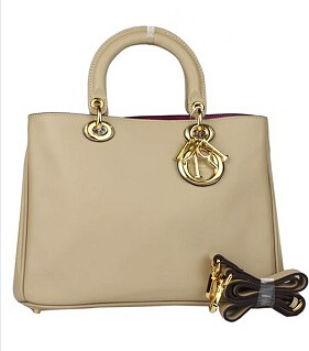 Christian Dior 33cm Diorissimo Bag Apricot Original Leather Golden Metal