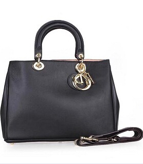 Christian Dior 33cm Diorissimo Bag Black Original Leather Golden Metal