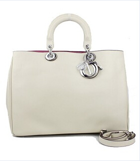 Christian Dior 33cm Diorissimo Bag In Offwhite Leather