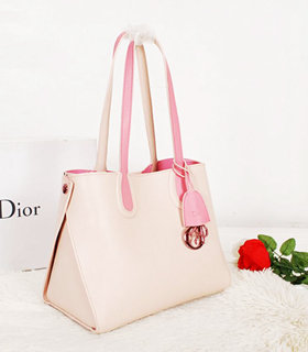 Christian Dior Addict Shopping Bag Two-Tone Calfskin Leather Light/Sakura Pink