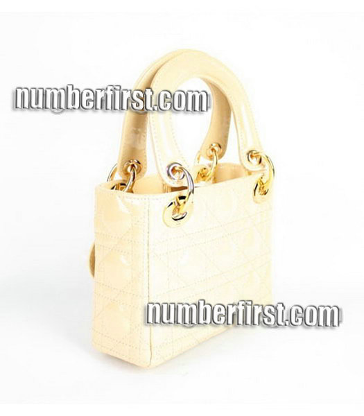 Christian Dior Apricot Gold Patent Leather Small Tote Bag -1