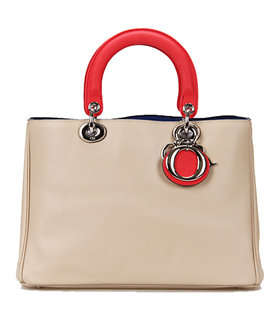 Christian Dior Apricot/Red Leathe Diorissimo Tote Bag
