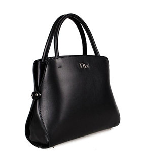 Christian Dior Black Leather Small Tote Bag