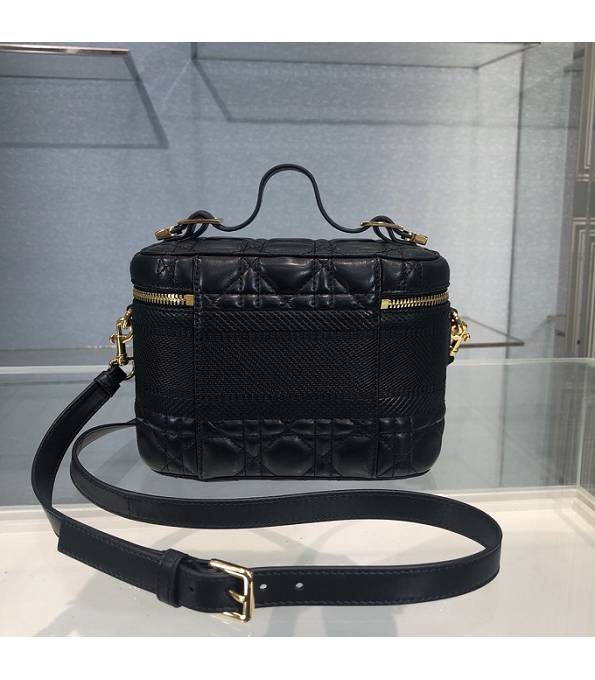 Christian Dior Black Original Cannage Topstitching Lambskin Leather Travel Vanity Case-1