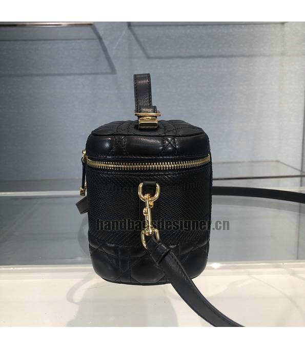 Christian Dior Black Original Cannage Topstitching Lambskin Leather Travel Vanity Case-3