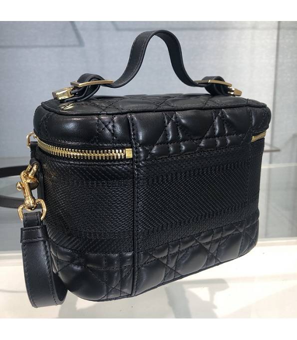 Christian Dior Black Original Cannage Topstitching Lambskin Leather Travel Vanity Case-7