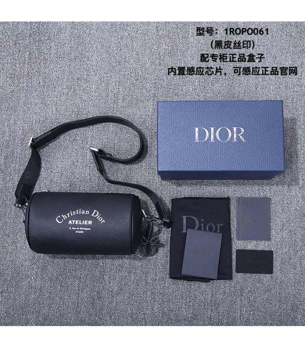 Christian Dior Black Original Litchi Veins Calfskin Leather Rolier Messenger Bag