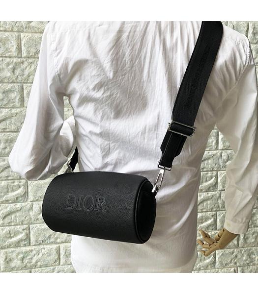 Christian Dior Black Original Litchi Veins Calfskin Leather Roller Shoulder Bag
