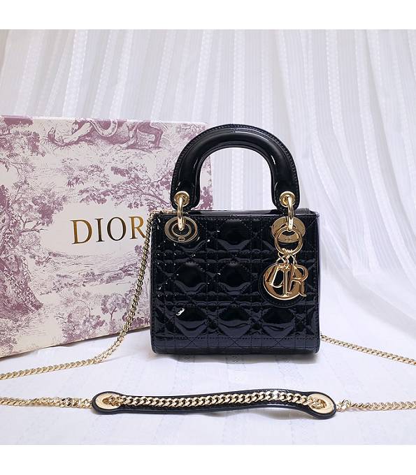 Christian Dior Black Original Patent Leather Golden Metal 17cm Tote Bag