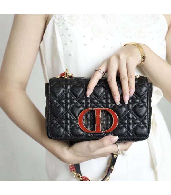 Christian Dior Black Original Supple Cannage Calfskin Small 20cm Caro Bag