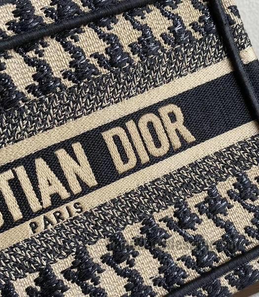 Christian Dior Blue Houndstooth Embroidery Canvas Mini Book Tote Bag-4