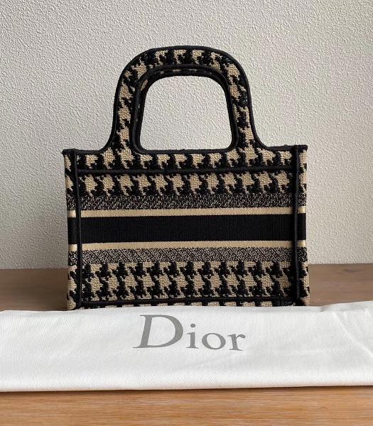 Christian Dior Blue Houndstooth Embroidery Canvas Mini Book Tote Bag-6