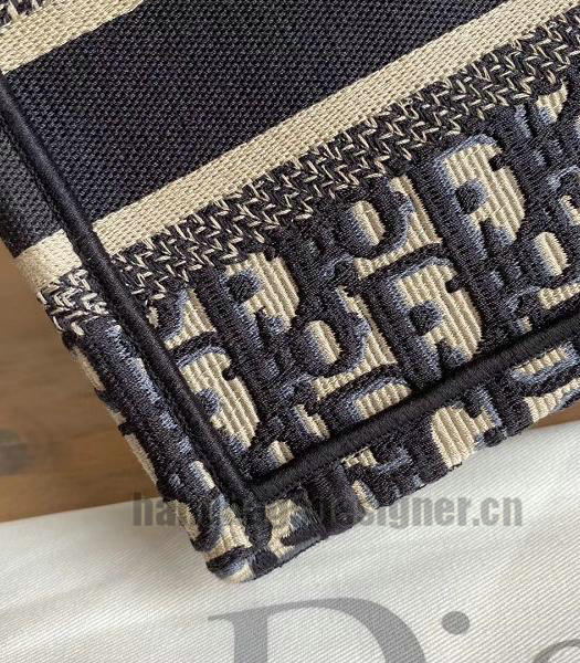 Christian Dior Blue Oblique Embroidery Canvas Mini Book Tote Bag-5
