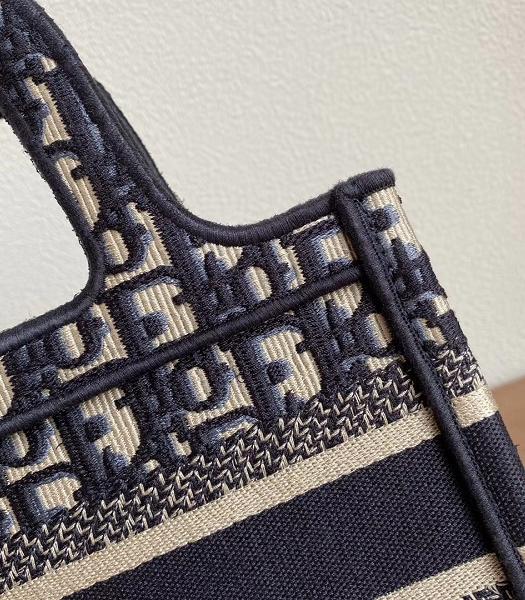 Christian Dior Blue Oblique Embroidery Canvas Mini Book Tote Bag-6