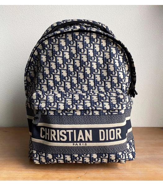 Christian Dior Blue Oblique Jacquard Canvas Backpack