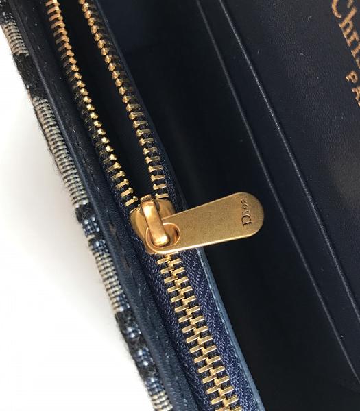 Christian Dior Blue Oblique Jacquard Canvas Saddle Belt Pouch-1